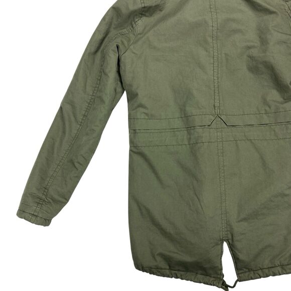 Miss London Jacket Women S Green Sherpa-lined Full Zip Faux Fur Trim Hooded Coat - Picture 7 of 16